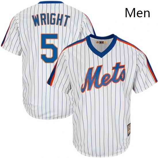 Mens Majestic New York Mets 5 David Wright Replica White Cooperstown MLB Jersey